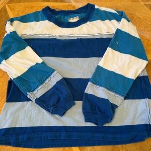Blue Striped Women's Boxy Long Sleeved Skater Tee Shirt